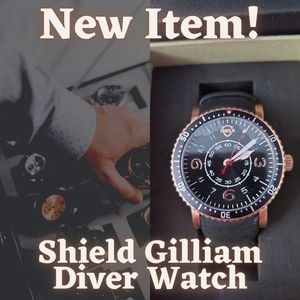Shield Gilliam Leather-Band Men's Diver Watch